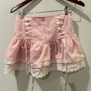 Pink Lace-Up Skirt Size S